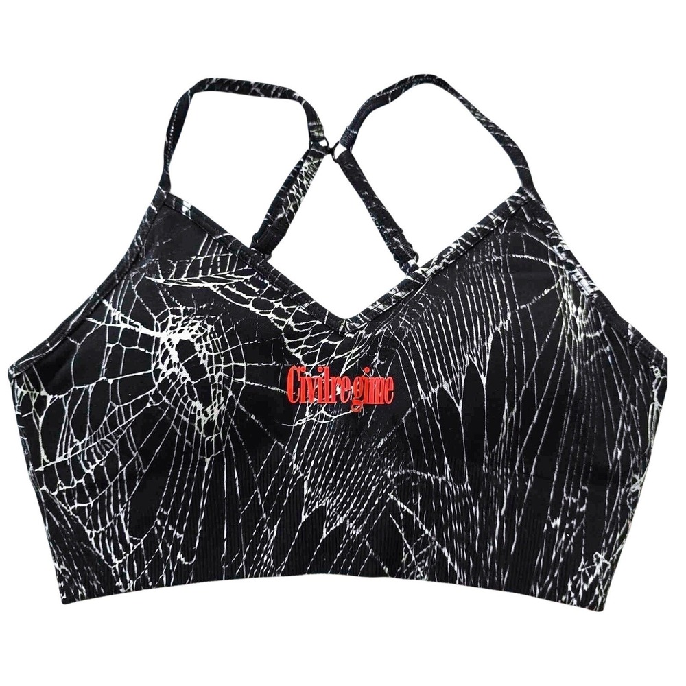 Civil Regime Overran by Webs Kelly Seamless Sports Bra Black Red XS